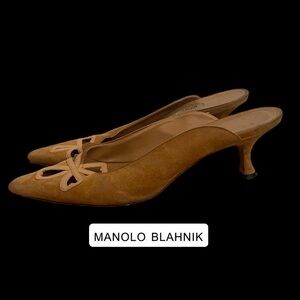 Manolo Blahnik Tan Mules